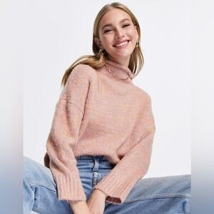 MADEWELL Funnel‎ Neck Sweater In Pink-multi size small